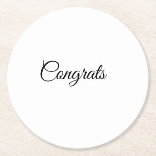 Simple minimal congratulations add your text name  runder pappuntersetzer