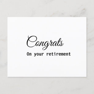 Simple minimal congratulations retirement add name postkarte