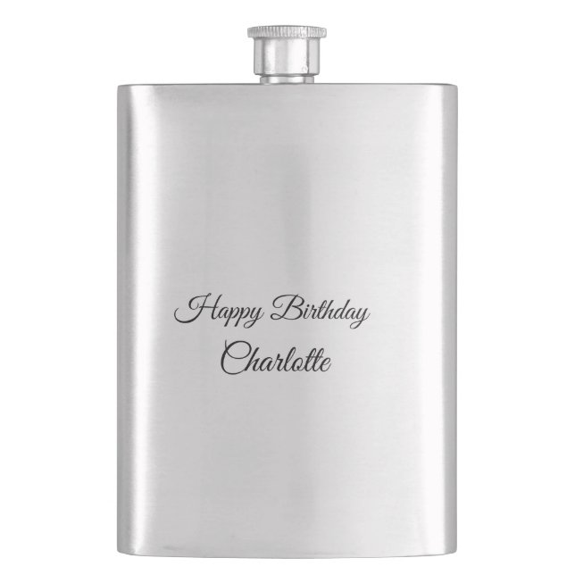 SIMPLE MINIMAL.CUTIE ADD NAME BABY happy birthday  Flachmann (Vorderseite)