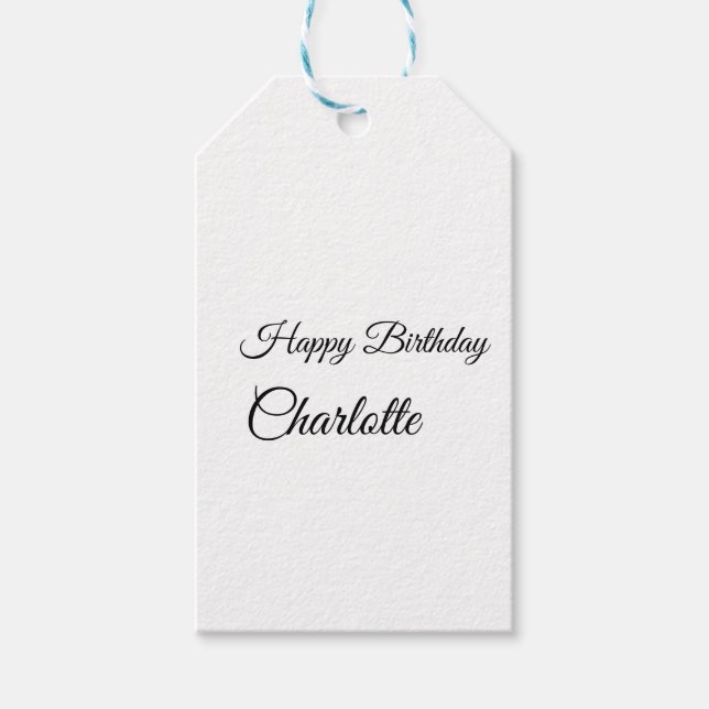 SIMPLE MINIMAL.CUTIE ADD NAME BABY happy birthday  Geschenkanhänger (Vorderseite)