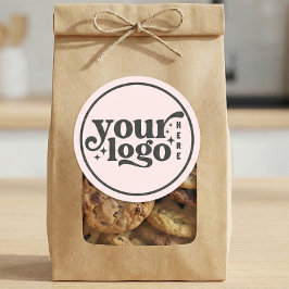 Simple Minimal Elegant Custom Logo Company Pink Runder Aufkleber