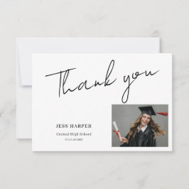 Simple Minimal Graduation Flat Thank You Card Dankeskarte