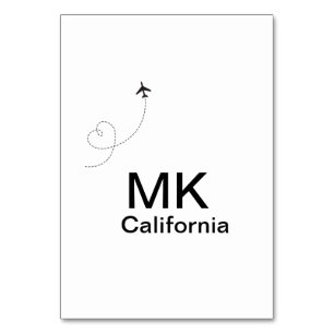 Simple minimal monogram add text travel plane phot tischnummer