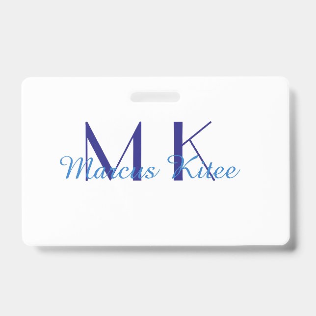 simple minimal monogram personalized name blue ret ausweis (Vorderseite)