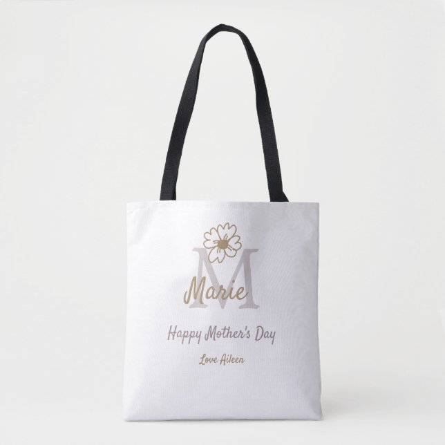 simple minimal mother's day monogram golden gray f (Vorderseite)