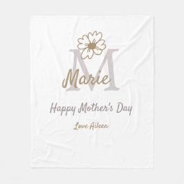 simple minimal mother's day monogram golden gray f fleecedecke