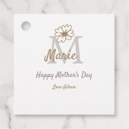 simple minimal mother's day monogram golden gray f geschenkanhänger
