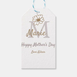 simple minimal mother's day monogram golden gray f geschenkanhänger