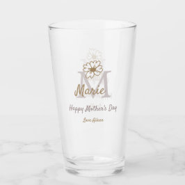 simple minimal mother's day monogram golden gray f glas