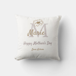 simple minimal mother's day monogram golden gray f kissen