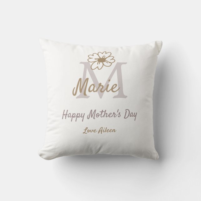 simple minimal mother's day monogram golden gray f kissen (Vorderseite)