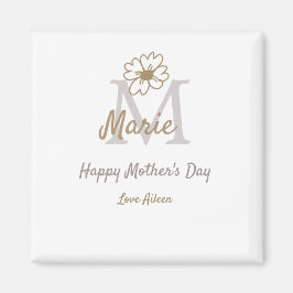 simple minimal mother's day monogram golden gray f magnet