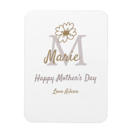 simple minimal mother's day monogram golden gray f magnet