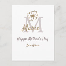 simple minimal mother's day monogram golden gray f