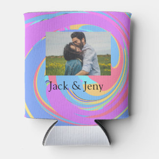 Simple minimal pink blue watercoloradd name photo dosenkühler