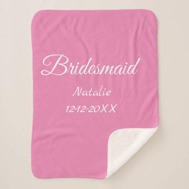 Simple minimal pink bridesmaid add name year text  sherpadecke (Vorderseite)