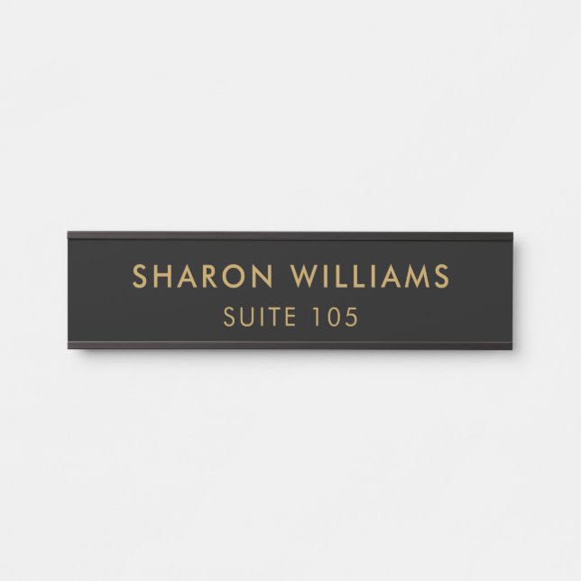 Simple Minimal Professional Black Employee Name Türschild (Vorderseite )