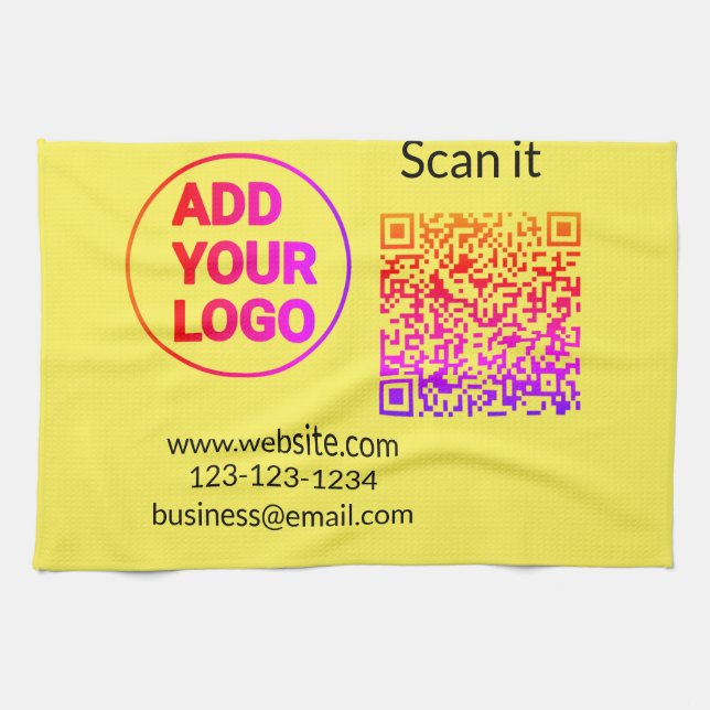Simple minimal q r code add logo scan code name we geschirrtuch (Horizontal)