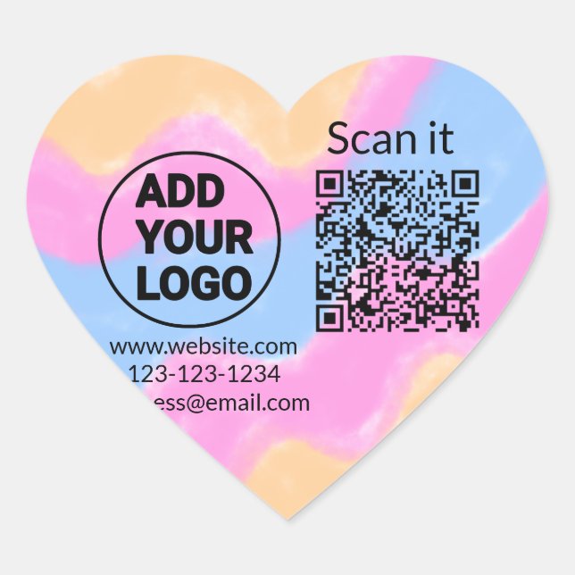 Simple minimal q r code add logo scan code name we Herz-Aufkleber (Vorderseite)