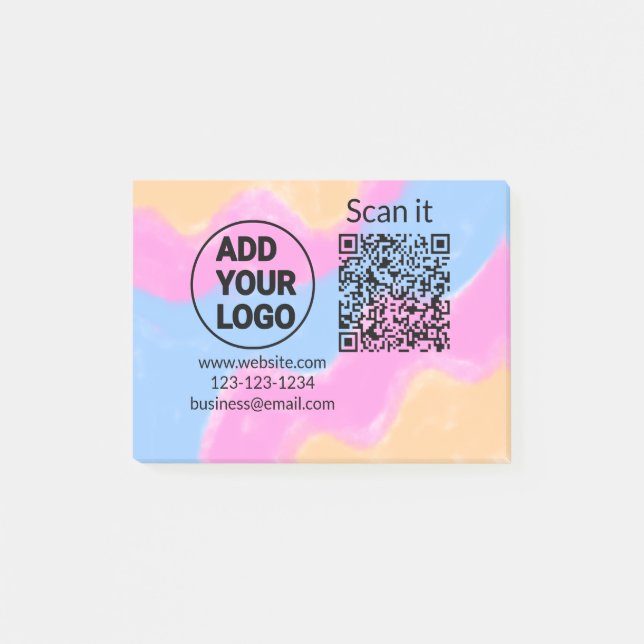 Simple minimal q r code add logo scan code name we post-it klebezettel (Vorderseite)