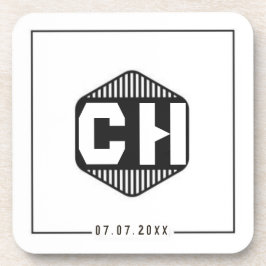 Simple Minimal retro monogram initials Wedding  Getränkeuntersetzer