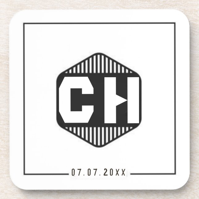 Simple Minimal retro monogram initials Wedding  Getränkeuntersetzer (Vorderseite)