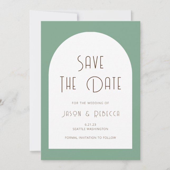 Simple Minimal Sage Green Save The Date Wedding Einladung (Vorderseite)