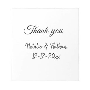 Simple minimal thank you couple name text date cus notizblock