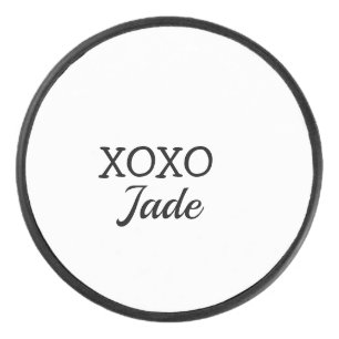 Simple minimal xoxo love add your text name throw eishockey puck