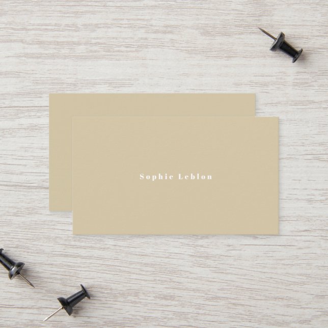 Simple Minimalist Beige  Telefonnummerkarte (Vorderseite/Rückseite Beispiel)
