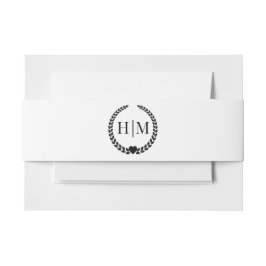Simple Minimalist Black and White Monogram Einladungsbanderole