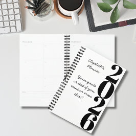 Simple Minimalist Black and White Name and Year Planer