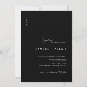 Simple Minimalist Black QR Code Photo Wedding Einladung