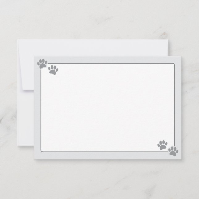 Simple Minimalist Blank With Border Dog Paw Prints Mitteilungskarte (Vorderseite)