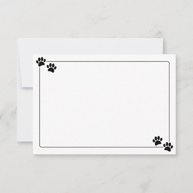 Simple Minimalist Blank With Border Dog Paw Prints Mitteilungskarte (Vorderseite)