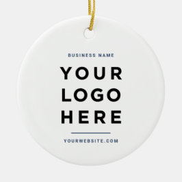 Simple Minimalist | Custom Business Logo Blue Keramik Ornament
