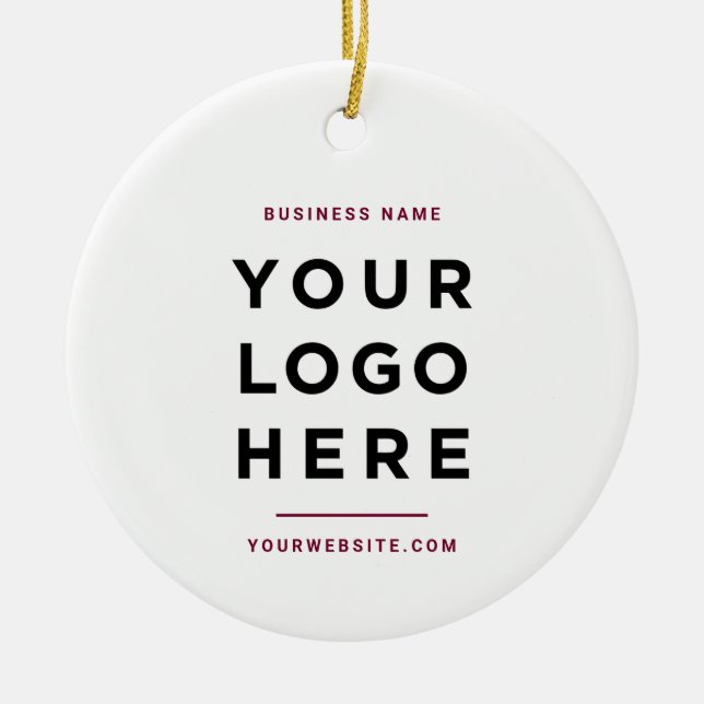 Simple Minimalist | Custom Business Logo Burgundy Keramik Ornament (Vorne)