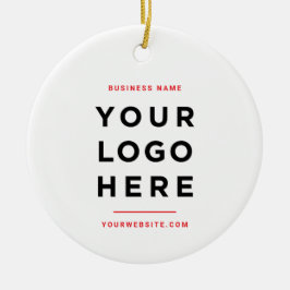Simple Minimalist | Custom Business Logo Red Keramik Ornament