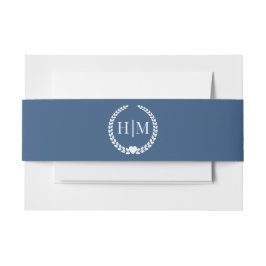Simple Minimalist Deep Steel Blue Monogram Einladungsbanderole