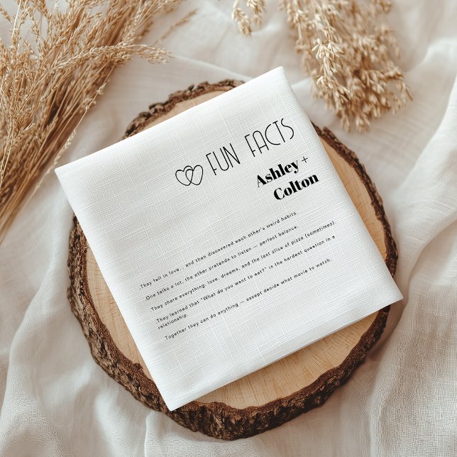 Simple Minimalist Fun Facts Couple Hearts Wedding  Serviette (Von Creator hochgeladen)