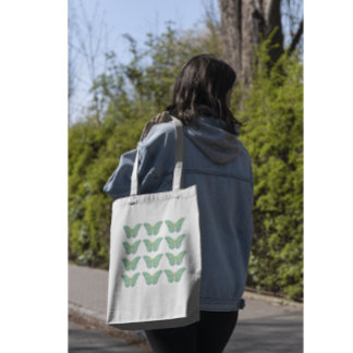 Simple Minimalist Green Butterfly Tote Bag Tragetasche