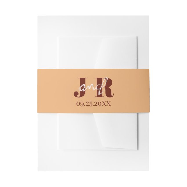 Simple Minimalist Initial Name Sunset Wedding Einladungsbanderole (Vorderseite Beispiel)