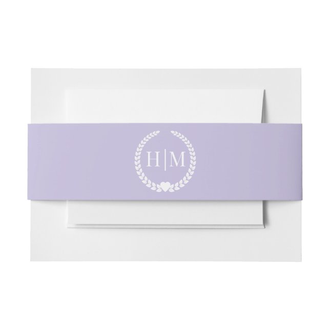 Simple Minimalist Lavender Purple Monogram Einladungsbanderole (Vorderseite Beispiel)