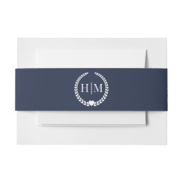 Simple Minimalist Midnight Navy Blue Monogram Einladungsbanderole