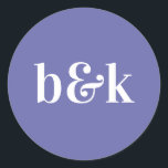 Simple Minimalist Monogram Initials Purple Wedding Runder Aufkleber<br><div class="desc">Modern,  minimal,  minimalist ,  simple wedding design with big bold letters in orange tone color lilac mauve (color,  font,  text,  size can be changed).  With date and bride and groom monograms (initials).  Stickers / seals for wedding invitation envelopes. Perfect for that young couple for fall/autumn wedding.</div>