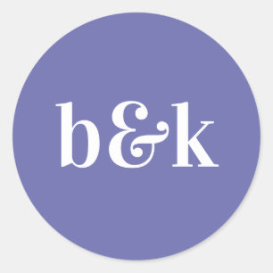Simple Minimalist Monogram Initials Purple Wedding Runder Aufkleber