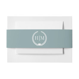 Simple Minimalist Muted Dusty Blue Monogram Einladungsbanderole