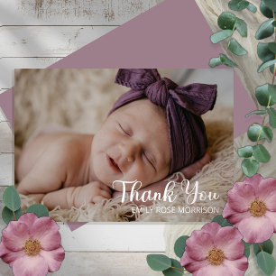 Simple Minimalist One Photo Baby Shower Thank You Dankeskarte