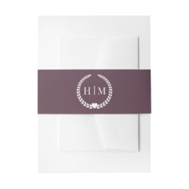 Simple Minimalist Plum Purple Monogram Einladungsbanderole