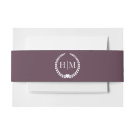 Simple Minimalist Plum Purple Monogram Einladungsbanderole